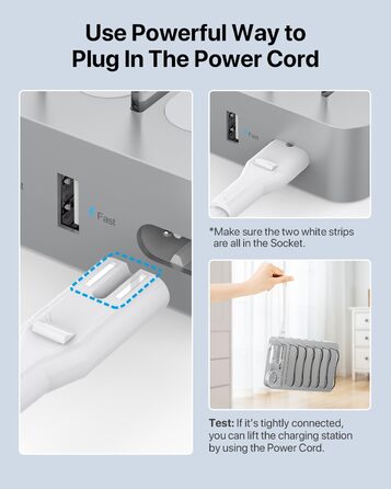 Зарядна станція SooPii USB 60W/12A з 6 портами, органайзер для декількох пристроїв з тримачем для Apple Watch, 6 кабелів в комплекті (срібло)