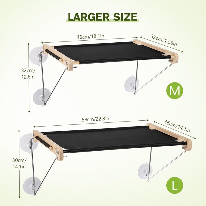 Ліжко-гамак для котів Katzen Fensterplätze (до 15 кг), 58 x 36 см, з міцного дерева та металу
