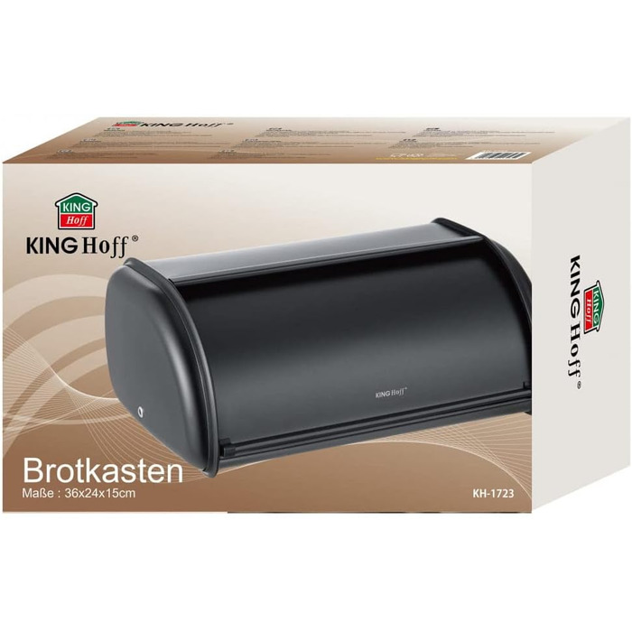 KING HOFF Металева брітниця/контейнер для хліба (чорний)