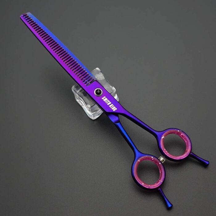 Набір професійних собачих ножиць для грумінгу 7 дюймів (5 шт.) - прямі, витончені, зігнуті, для волосся, гребінець, для правшів, фіолетовий