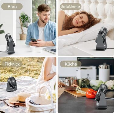 USB-настільний вентилятор VOXON, міні-вентилятор з 5 рівнями швидкості, безшумний портативний вентилятор для офісу, дому та спальні, кабель 1.5м, сірий
