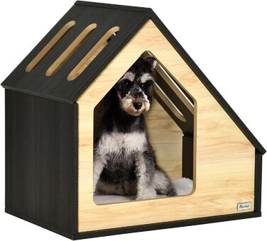 Дерев'яна будка для собак Pawhut - затишна кімната для котів та собак, 60x40x59.2 см, з подушкою