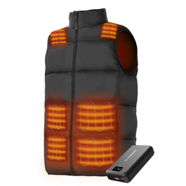 Обогрівальна жилетка Dr.Prepare для чоловіків та жінок з Powerbank 16000mAh, 3 режими нагріву, 10 зон нагріву, для активного відпочинку, подорожей, спорту, чорна