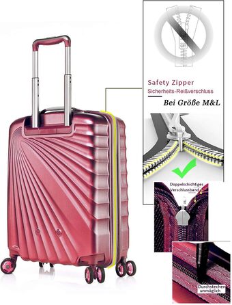 ABISTAB VERAGE Kinetic 4-Double-Wheel Trolley Large, Weighs -76cm, 106-127 Expandable, TSA Lock, ABS/PC Hard Shell Suitcase, Travel Suitcase, Burgundy (Metallic Burgundy, SM)