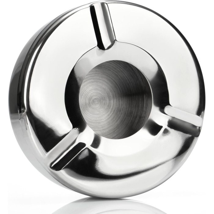 Попільничка металева com-four® 6 шт. з кришкою, Ø 11 см - нержавіюча сталь, захист від попелу, для дому та офісу