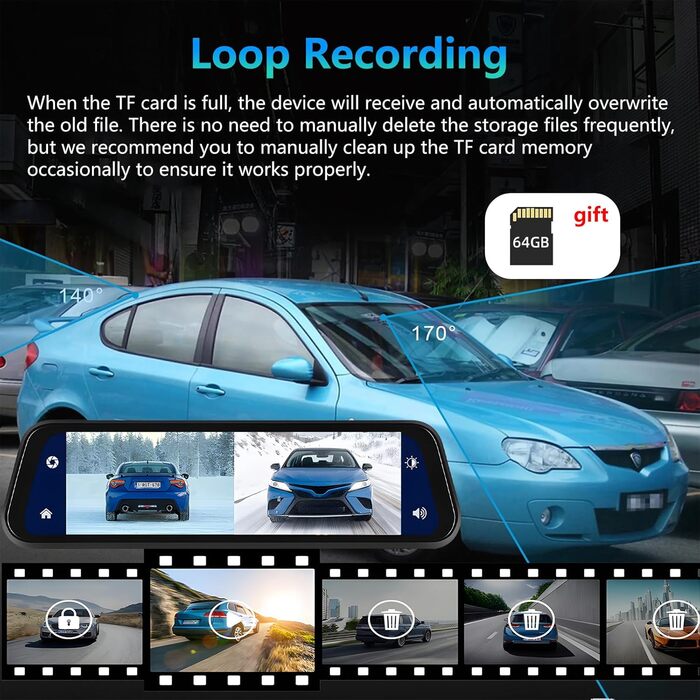 Дзеркало-відеореєстратор Podofo 9.66