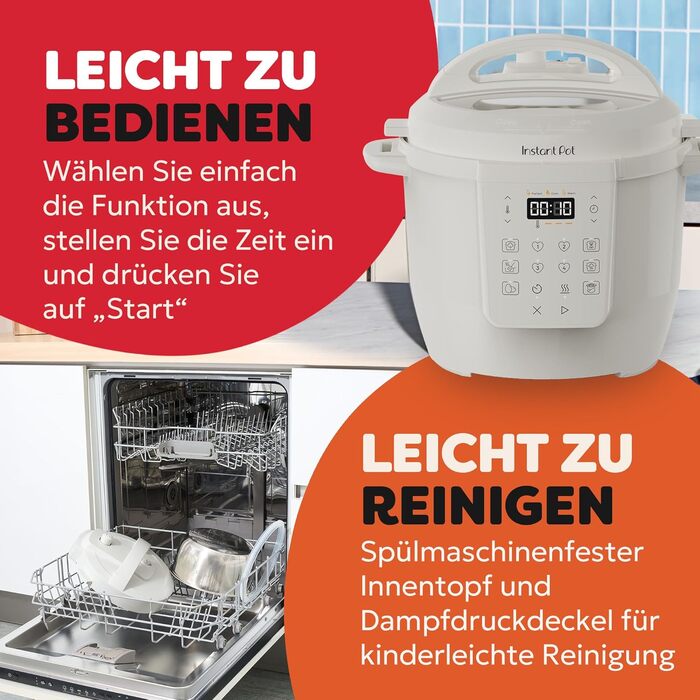 Мультиварка Instant Pot 3.8L 7-в-1 Smart Cooker – мультикухня, рисоварка, сковорода, йогуртниця, пароварка, підігрівач їжі – Schwartz (Білий, 5.7 л)
