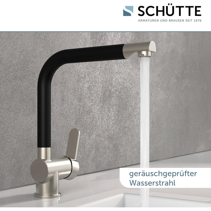 Змішувач кухонний SCHÜTTE RIO 360° з високим виливом, чорний матовий (нержавіюча сталь), для однієї/двох мийок
