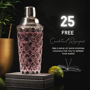 Набір шейкерів для коктейлів зі ситом, набір для мартіні, 5 шт., 450 мл, мірний стаканчик та барна ложка зі штовхачем, подарункова коробка (срібло)