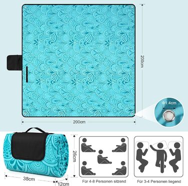 Водонепроникний плед для пікніка Gucass 200x200 см - Плед для пляжу, кемпінгу, BBQ, пікніка