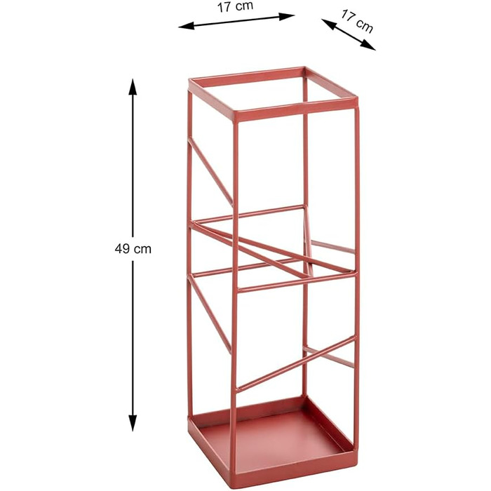 Підставка для парасольки HAKU Möbel, метал, 17x49x17 см, сучасний стиль (червона)