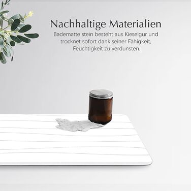 Amilutuo Badematte Stein, Diatomite Stone Bath Mat, Non-Slip Stone Bath Mat, Quick-Drying Stone Bath Mat (Gray-White C, 60 x 39 cm) Gray-White C 60 x 39 CM