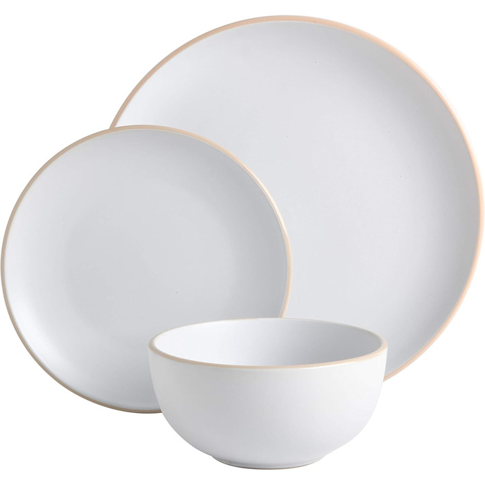 Сервіз Gibson Home Festival Rings з 16 частин з каменю, набір посуду для 4 осіб, кольоровий ручний розпис, тарілки, миски, чашки, сумісний з мийкою та мікрохвильовою піччю