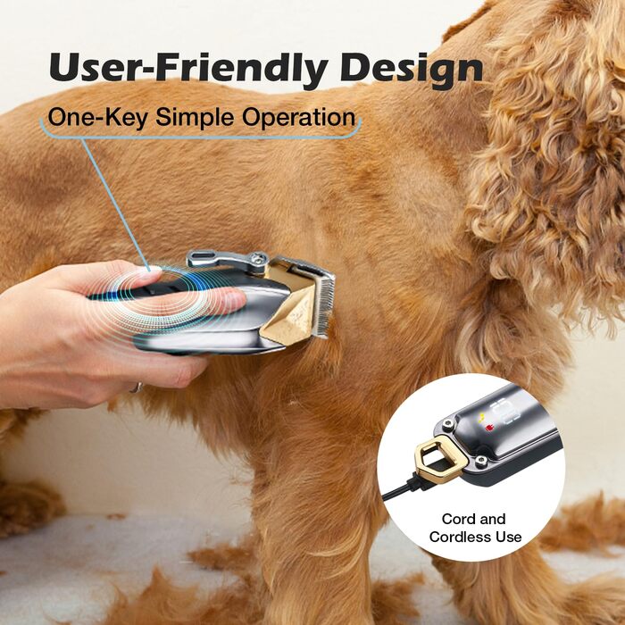 Професійна машинка для стрижки собак, 2 швидкості, ергономічний дизайн, для собак та котів, для густого, довгого та кучерявого хутра (зелена)