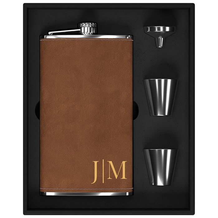 Набір фляг з гравіюванням гір, фляга з нержавіючої сталі 8oz/237ml, персоналізований подарунок на день народження, персоналізовані подарунки для чоловіків, кемперів, мандрівників (сірий) (Braun-design 5, 355ml/12oz)