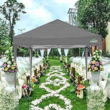 COBIZI Gazebo 3x3 Waterproof Folding Gazebo with 4 Side Walls Outdoor Folding Gazebo Stable UV Protection 50+ Pop-Up Garden Gazebo Party Tent for Outdoors, Garden, Party, Wedding, Market (3x3m Gray)