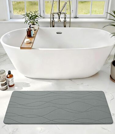 Килимок для ванної кімнати chakme з ефектом пам'яті, антиковзаючий та вбираючий м'який килим у ванну, що переється (60x150 см, сірий)
