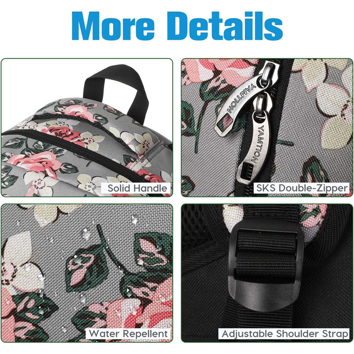 Шкільний рюкзак YAMTION для дівчаток з відділенням для ноутбука 15.6