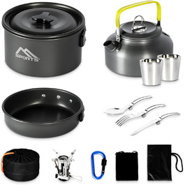Набір кухонного посуду MSports Camping Kochset Premium для кемпінгу та відпочинку на природі (алюміній, нержавіюча сталь)