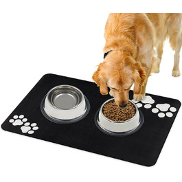 Нековзна килимок під миску для собак та котів Walant, легко миється, швидко сохне, чорний