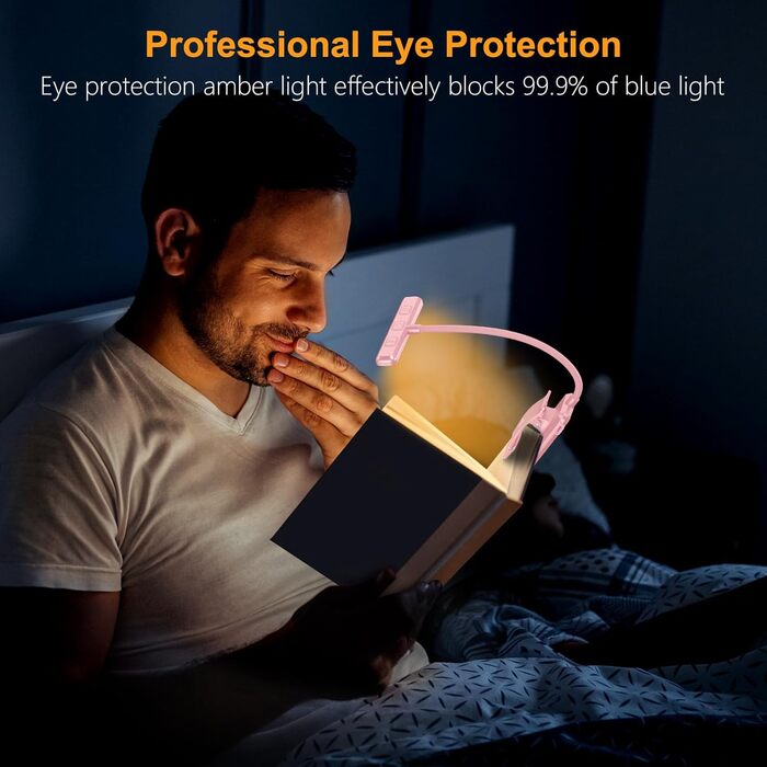 Ліхтар для читання Gritin на прищіпці, USB акумуляторний, 9 LED, 3 режими світла, регульована яскравість, гнучка лампа для нічного читання