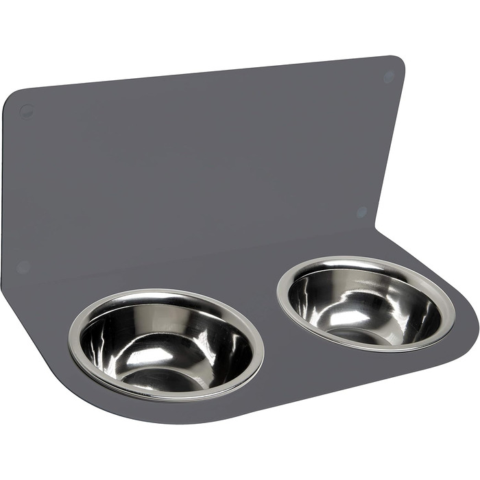 Підставка для корму Schmeck.bar для собак, сіра матова, 400x187x227 мм, 2 миски S