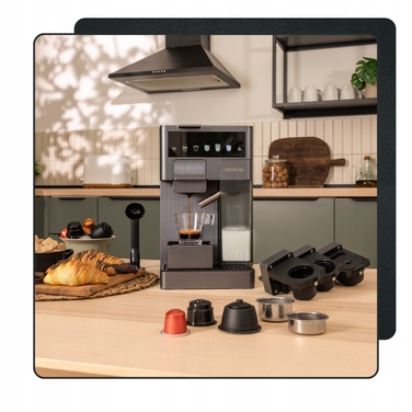 Кавомашина тиску та крапельна Cecotec FreeStyle Latte, 1350 Вт, чорна, 20 бар