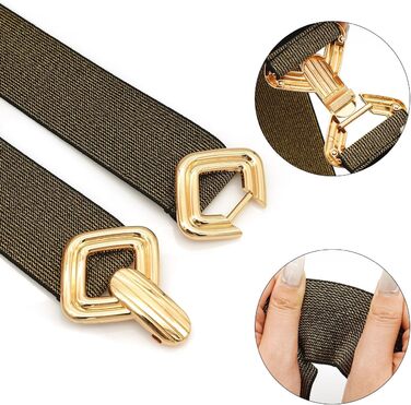 Жіночий еластичний пояс-гумка з золотою пряжкою для суконь, чорний, розмір 28-30