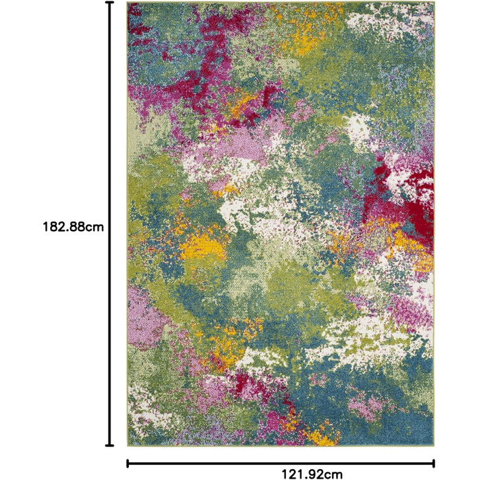 Килим SAFAVIEH Abstrakt для вітальні, їдальні, спальні - Watercolor Collection, короткий ворс, зелений та фуксія, 201 x 274 см