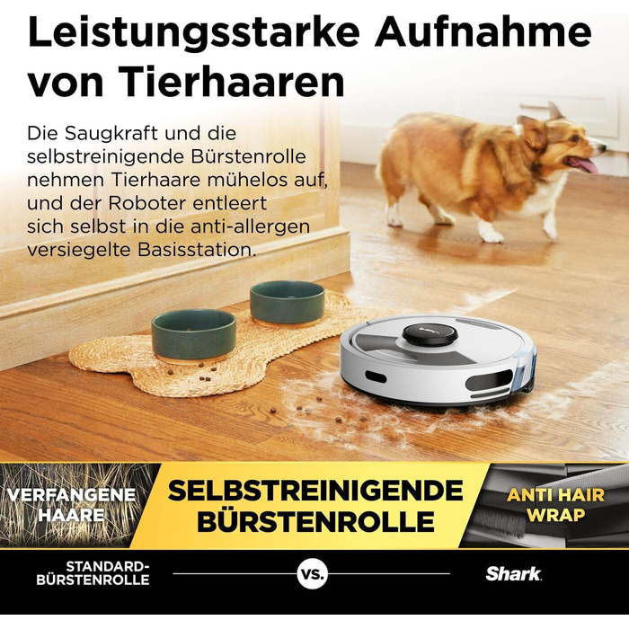 Робот-пилосос Shark Matrix Plus 2-в-1 з функцією миття та станцією самоочищення, самостійно спорожняється, для шерсті тварин, килимів та твердих підлог, 14,5 см (автоматичне спорожнення, білий)