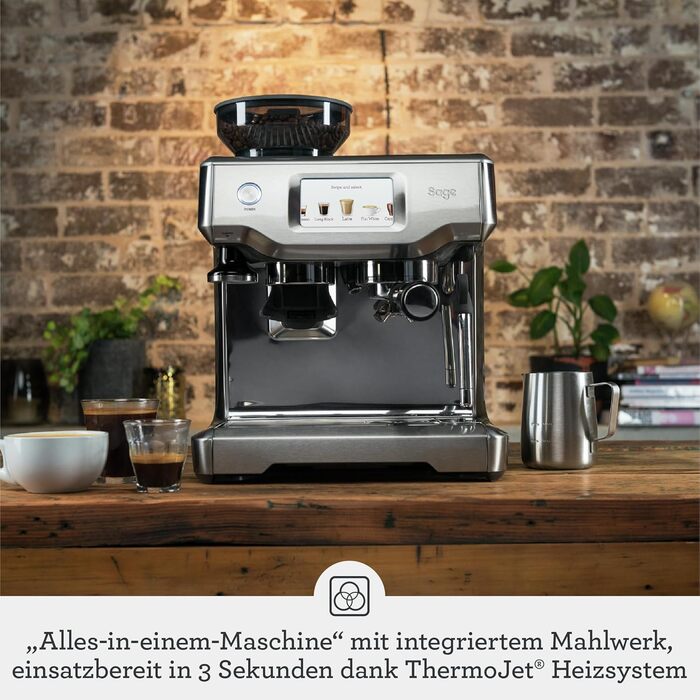 Sage - The Barista Touch - Coffee Machine with Automatic Milk Frother - Brushed Stainless Steel Manual Tamping Brushed Stainless Steel