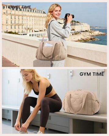 Спортивна сумка LOVEVOOK для жінок, 20L, Khaki. Компактна дорожня сумка-мішок, Wickeltasche, для подорожей, спортзалу, перельотів. Водостійка, для перенесення речей, Wickeltasche, Kliniktasche, Geburt.