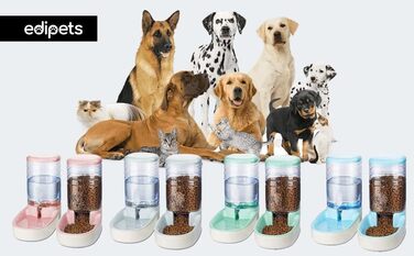 Edipets Automatic Pet Feeder & Water Dispenser - 2 Vessels, 3.8L - Cat & Dog Food & Water Bowl (Gray)