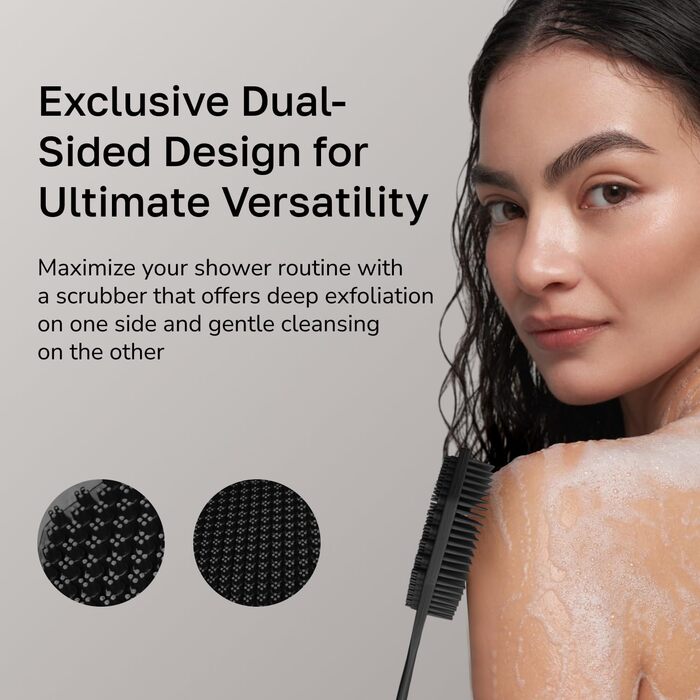 Силіконовий скребок для спини з довгою ручкою - восьмикутна щітка для тіла для душу, ванни та пілінгу. Очищення шкіри, пілінг спини та ніжний силіконовий губка. Легке миття тіла.