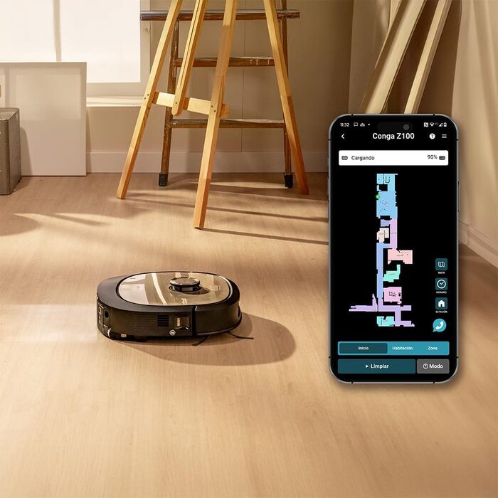 Робот-пилосос та робот-мийник Cecotec Conga Z100 X-Treme з автопорожненням та керуванням через додаток. Лазерна навігація, інтерактивне картування, 15000Pa, 240 хв автономної роботи, знімне моп, база з 3 баками