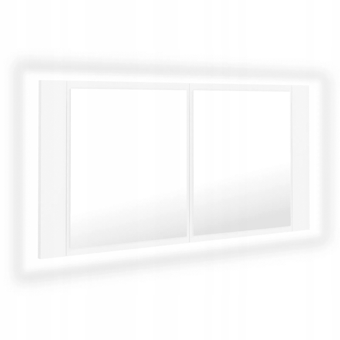 Шафа у ванну кімнату з дзеркалом та RGB LED-підсвіткою, біла, 90x12x45 см