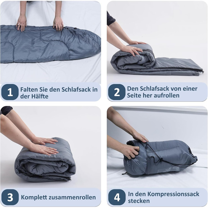 Дитячі спальні мішки для кемпінгу та подорожей - компактні, легкі, водонепроникні, 3-сезонні, з сумкою для перенесення, для хлопчиків та дівчаток (Сірий)