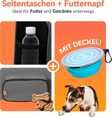 Транспортна переноска для котів до 20 кг, складна, з сонце- та дощовим дахом, плечовим ременем, мискою, дихаюча, комфортна, з обертовим матрацом, сіра
