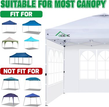 2 pieces of pavilion side panels with window and Velcro closure for 3 x 3 m pavilion, as wind and privacy screen for party tent, waterproof