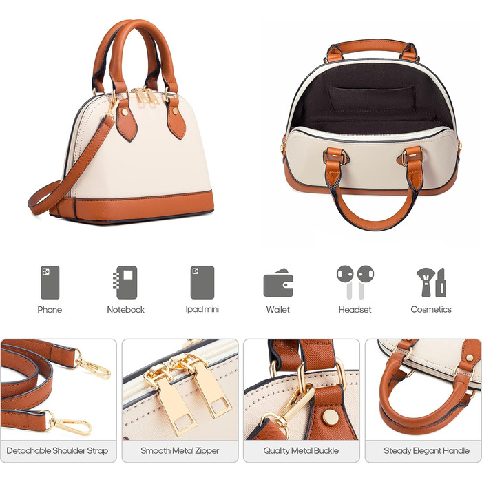 Bagsure Сумка жіноча 4 в 1: сумка-шопер, сумка на плече, сумка для офісу, подорожей (Браун-Бежевий)