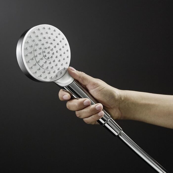 Душова лійка Hansgrohe Crometta EcoSmart - Економна модель, 6 л/хв, ручна, 2 струмені, діаметр 100 мм, з антинакипним покриттям, білий/хром