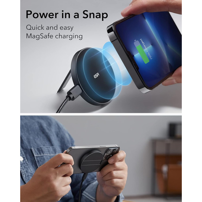 Бездротовий зарядний пристрій ESR MagSafe з підставкою для iPhone 17/16/16 Pro/16 Pro Max/15/14/13, AirPods 4/3/2 Pro, білий (без адаптера живлення)