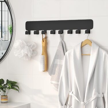 Ключниця Pickpiff з 8 гачками, чорна, для ключів, настінна організація