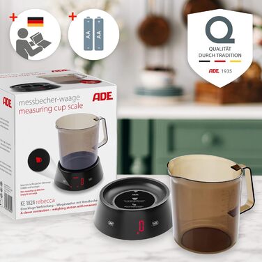 Digital Measuring Cup Scale | Dishwasher-Safe Measuring Cup with Weighing Station | 1 L and max. 3 kg
