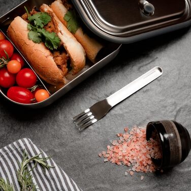 Ланчбокс BLACK+BLUM 1 л з нержавіючої сталі, вакуумний, герметичний, з гофелем, силіконовим ремінцем і роздільником, для духовки та морозильної камери, океанічний колір, 20x14x6 см, контейнер для їжі з відділеннями