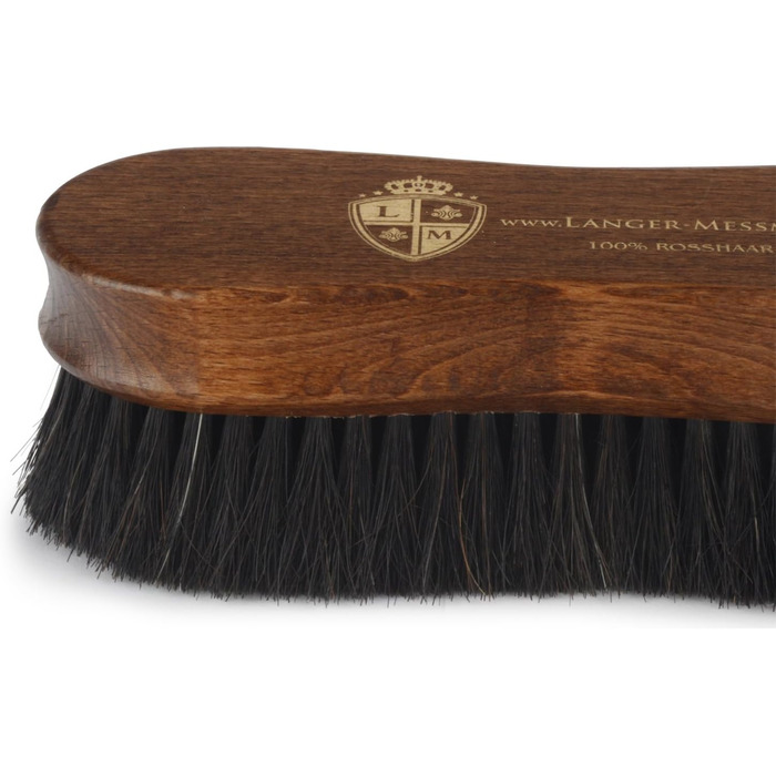 Langer & Messmer 4-Piece Shoe Brush Set made of Horsehair for the professional shoe care of smooth leather shoes - includes polishing brushes and cream brushes (4-piece set, Premium)
