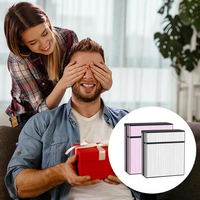 Металеве тютюнопакувальник для 40 сигарет, сигаретний футляр для чоловіків та жінок, чорний+срібний