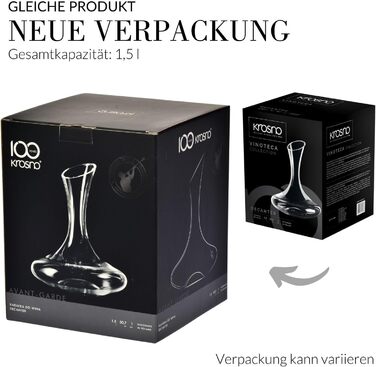 KROSNO Wine Decanter Wine Carafe | 1500 ML | Set of 1 | Avant-Garde Collection | Red Wine Decanter Decanting Carafe | Perfect for Home, Restaurants, and Parties