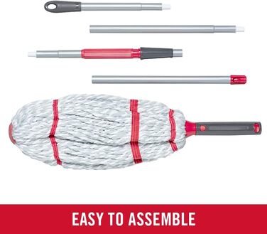 Rubbermaid Microfiber Twist Mop and 2 Refill Sets, Red, Integrated Wringer, Machine Washable and Reusable, Lightweight, Cleans Hard-to-Reach Areas, for