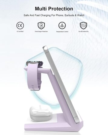 Бездротова зарядка 3-в-1 для Samsung Galaxy: годинники, навушники, смартфони (фіолетовий)